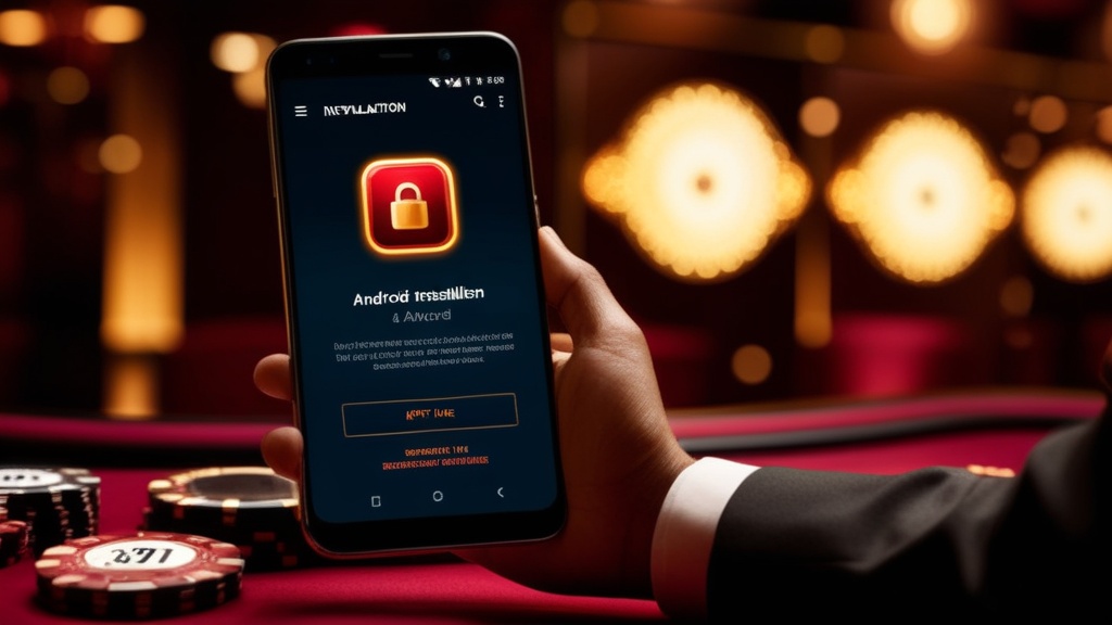 Android APK installation prompt on a phone in a casino-themed dark scene